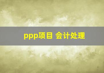 ppp项目 会计处理